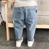 Pantolon 0-5 yaşındaki erkekler kot bebek set çocuk kızlar denim yırtık Kore moda çocuk