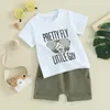 Giyim setleri fhutpw yürümeye başlayan çocuk bebek kıyafetleri yaz kısa kollu mektup üstleri gündelik şort seti 6 12 18 24 ay kıyafetler