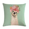 Cuscino animale alpaca copertura floreale cactus party lama custodia tropicale vintage per cuscini da divani da 45 cm cuscino zy966