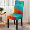 Couvre-chaise Couvre à manger à imprimé 3D Elastic Strech Paindre multicolore siège de couverture pour tabouret de cuisine décor