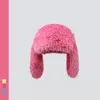 Berets 2024 Ears Beanies Korea Ins Niche Cute Rose Red Plush Pullover Cap Winter Warm Keeping Funny Pography Women's Hats