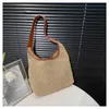 Strandväskor Forest Evening Women's Bag Literature Straw Woven Shoulder Korean Casual stor kapacitet Handväska Trend