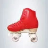 Skor Original Golden Horse Professional Roller Skates Två linjeskor Dubbelrad Skating Pu Wheel Cowhide Läderplast Stålplatta