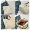 Shoulder Bags Korean Women Large Canvas Tote Bag For Woman 2024 Blank Solid Color Casual Cloth Students Bookbag Female Handbags