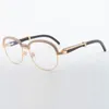 Best-selling high-quality natural ox angle round glasses, fashion high-end atmospheric diamond frame 1116728-A Size: 60-118-140mm