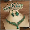 Hochzeit Schmucksets Schmucksets Kmvexo Wunderschöne Kristall ab Braut Mode Tiaras Ohrringe Halsketten Set für Frauen Kleid Crown Drop D DHJP4