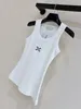 Est Women Tops broderi bomullströjor Vest High Stretch Summer Tee Tank Tops 2 Färg 240407