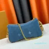 Tasarımcı Crossbody Bag denim deri cüzdan tasarımcısı fermuar debriyaj çanta vintage omuz çantaları altın zincir eski çiçek mektubu telefon cep kartı tutucu