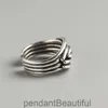 TYJ0215 Sydkorea East Gate Abstract Eye Ring 925 Sterling Silver Woven Ring oregelbunden ring