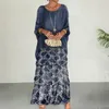 Casual jurken vrouwen kleden losse fit elegante geprinte chiffon maxi met dolman mouwen meerlagige zoom voor zomerfeestjes dagelijkse slijtage