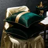 Kudde lyxig kinesisk stil lapptäcke ren färg täcker svartgrön jacquard midja kuddebäddsoffa sängdekor