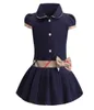 Kids Baby Girls Dress Lapel College Wind Bowknot Short Sleeve Pleated Polo Shirt Skirt Children Casual Designer Clothing Kids Clot5477864