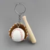 Keychains Lanyards Mini Three Piece Baseball Globe houten stick sleutelhanger sportwagen sleutelhanger heren cadeau 11 cm 1-delige Q240403