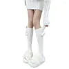 Vrouwen sokken buigt verband kalf voor meisjes zoete kniehoogten kousen pompoms kousen middelste buis f0t5