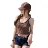 Sommer Frauen Tanktop klassisches Old Blume Camisole Brown Stricktop engly sexy f Buchstabersticker Tanktop