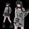 Werkjurken Subcultuur Harajuku Gothic Gedrukte V-Neck Off-Shoulder Sweater Hoge taille Slim Mini Rok Y2K Tweede stuks Sets Dames Outiften