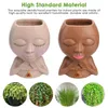 Vases Face Flower Pot Head Succulent Cute Resin Flowerpot With Drain Hole Home Decor Balcony Garden Decoration