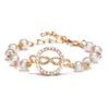 Cross 8-shaped Round Hollow Diamond Pearl Bracelet Multi Style Adjustable Qnpo