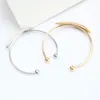 Bangle Fashion Punk Style Women Jewelry Adjustable Gold/Silver Color Leaf Beads Open Bracelet Wholesale