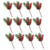 Flores decorativas Berry vermelho galhos haste artificial pinho decorações de banheiro picaretas de chassel de natal