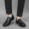 Scarpe casual wako uomo che lavora in pelle skate formale business antiskid chef cucina slip slip su mocassini neri