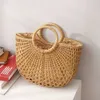 Casual Beach Bags Women's Bag vår sommarlovet vävt koreanskt handhållet gräs för kvinnor