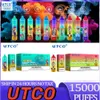 Оригинал UTCO Vapes Bang King 15000 Ondosable E -сигареты 1,0 Ом сетчатой катушкой 28 мл аккумуляторной батареи Перезаряжаемая электронная Cigs Puff 15k 0% 2% 3% 5% Vape Puff 12k 18k