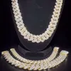 Baguette Hiphop éblouissante Iced Out 20 mm VVS Moisanite Coldollaces Coldols 925 Sterling Silver Cuban Link Chain