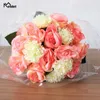 Wedding Flowers Artificial Silk 1 Bunch Rose Carnatio Floral Bouquet Fake Flower Arrange Table Faux Decor Party Accessory Flores