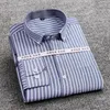 Mens Striped Plaid Oxford Spinning Casual Long Sleeve Shirt Comfortable Breathable Collar Button Design Slim Male Business Dress 240326