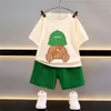 Enfants Summer Souts Girl Boy Short Short à manches Suit Child Clothing Fashion Tee Soild Color Pant Tenues Costume pour enfants