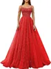 Spaghetti Long Prom Kleider Pailletten Schatz Ballkleid Tüll Plus Size Formal Anlass Abend Party Kleid PD09