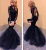 Tani cudowny czarny czarny koronkowy sukienki na bal matrę 2020 seksowne otwarte sukienki z długim rękawem sukienki imprezowe Vestid6364082