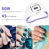 Lâmpada de seca de engrenagem Lâmpada de unhas 80/54W UV LED para manicure secador de unhas Hine gel esmalte de sensor automático Ferramentas de unhas LCD Display