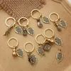 Keychains Lanyards one Leaf Makes Money Money Pure Copper Solid Gourd Brass Hand Pendant Keychain Get Rich Hight Overnight Car Key Ring K5055 Q240403