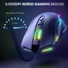 Möss Onikuma Wired Gaming Mouse 6 Nivåer Justerbar 6400 DPI 7 Programmerbara knappar 7 RGB Ljuslägen Ergonomiska möss för PC Gamer Y240407