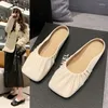 Casual Shoes SLTNX Large Size Soft Soled Women's Lazy Man Baotou French Slippers Flat Square Head Shallow Mouth Pregnant Women