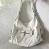 Xiuya Y2k Large Capacity Shoulder Bag White Pu Leather Cross Handbag American Style Punk Goth Fashion Simple Designer Handbag 240401