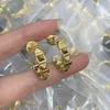 Luxury 18k Gold Plated Brand Designers Famous Women Round Crystal Rhinestone Pearl Earring Wedding Party