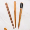 Din sets sets 1Pairs Chopstick Lepels Fork Handmade Japanse natuurlijke houten eetstokjes lepel set met cadeaubonische bamboe drop