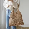 Beach Bags Ladies Woven Handheld Grass Bag Summer Vacation French Women's Forest Series Hollow Mesh