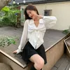 Słodkie koszule kobiety biały dziewczęcy projektant Temper Korean Style Ubrania mody S3xl Camisas Modern Kawaii Pure Preppy Hipsters 240407