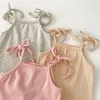 Ensembles de vêtements mignons bébé filles set en coton Coton Sangle côtelée Ruffles en dentelle Bloom