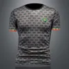 Été Nouveau homme de haute qualité Coton Coton Round Round Necol Pullover imprimé à manches courtes T-shirt Trendy HPZQ