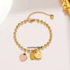 Bracelets Love enamel pendant Titanium steel plated 18K gold bracelet womens jewelry Wholesale beads niche design heart-shaped womens jewelry 2024