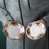 Coppe Saucer British Retro Rose Stampa regalo dipinto a mano Ceramica Coppa Coppa Cucina Cucina e piatto da cucina