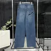 Kvinnors designer jeans byxor design bakbrev broderad rak benbyxa högklassiga dambyxor