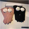 Five dita guanti ch designer cuoio guanto da donna lana inverno mitten per donne replica di replica di contatto europeo di dimensioni europee t0p dhzqf