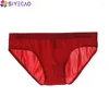 Underpants Breathable Ice Silk Men Briefs Ultra-thin Transparent Seamless Low Waist Sexy Panties Elastic Underwear Lingerie