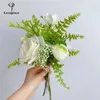 Flores de casamento verdes verdes brancas artificiais hidrangeias de galsang buquê de seda decoração de decoração de decoração de seda decoração de mesa flore